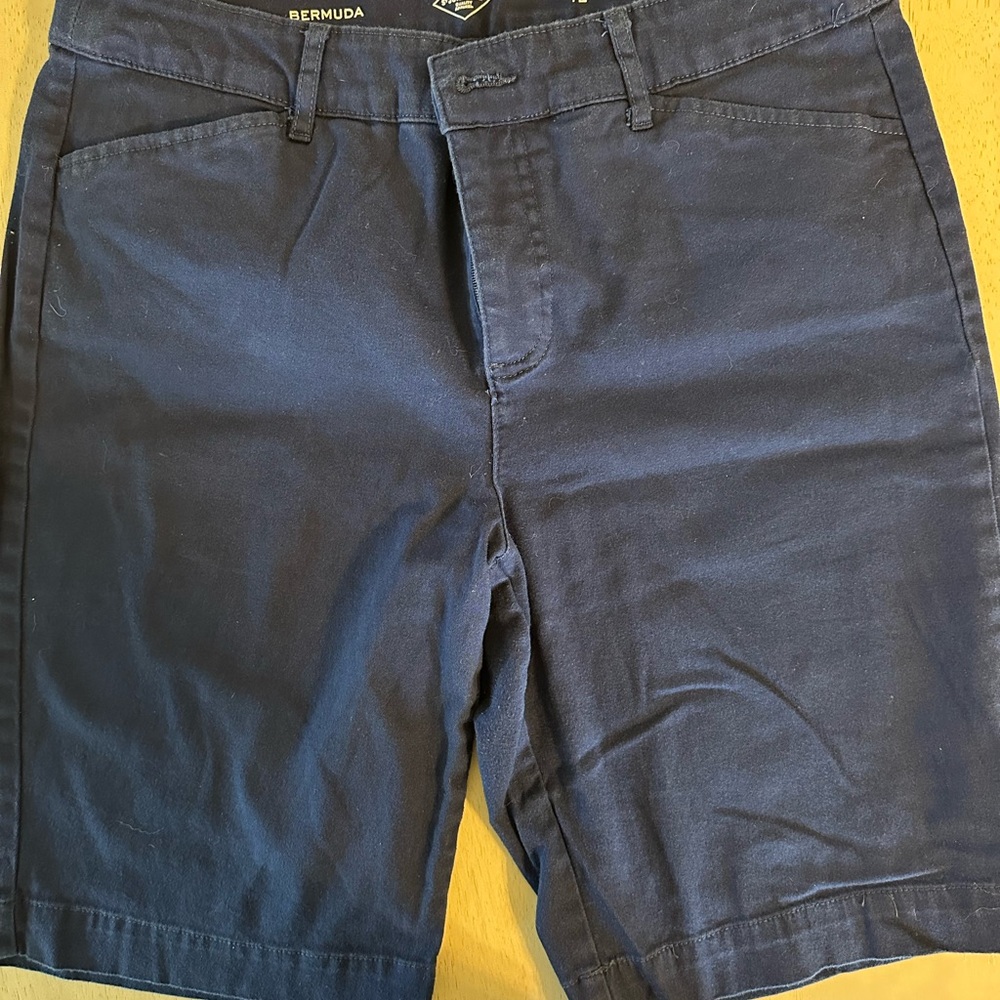 St. John's Bay Blue Bermuda Shorts Cotton Twill